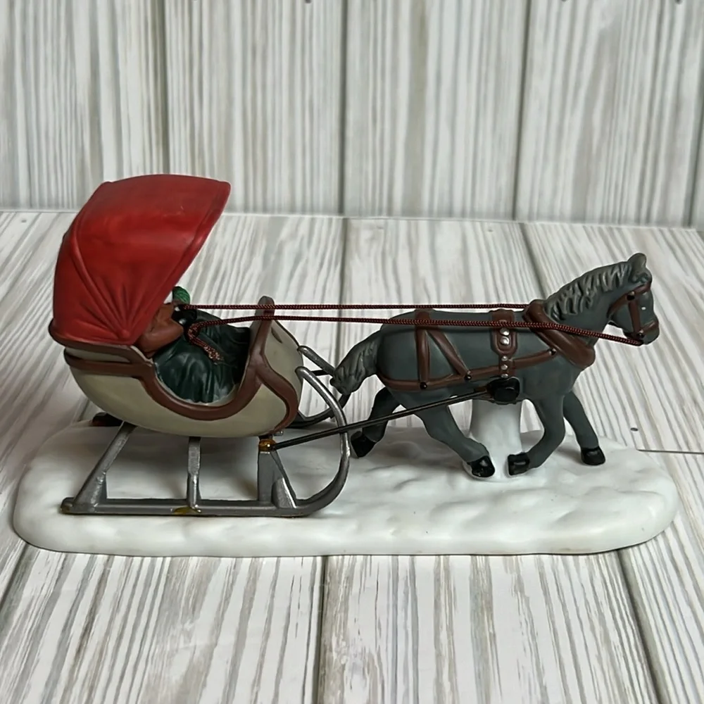 Department 56 One Horse Open Sleigh‎ Heritage Village Accessory Horse Carriage